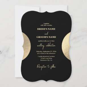 Invitation Mariage Abstrait moderne Noir & Or contemporain