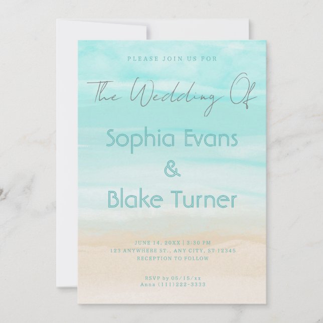 Invitation Mariage Abstrait moderne sur la plage (Devant)