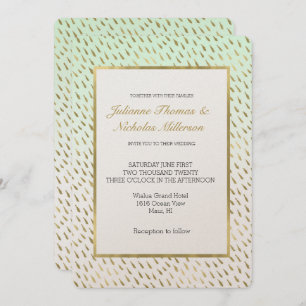 Invitation Mariage Abstrait Ombre blanc Mint or