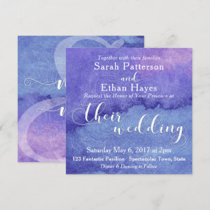 Invitation Mariage Abstrait Peinture Aquarelle Violette & Man