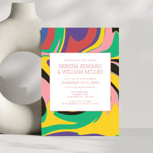Invitation Mariage Abstrait Rainbow coloré moderne