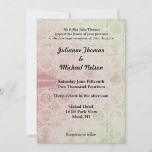 Invitation Mariage Abstrait rose et menthe