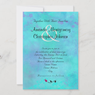 Invitation Mariage Abstrait turquoise et violette