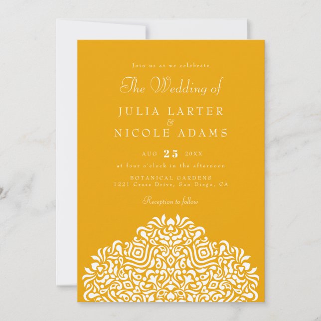 Invitation Mariage Accent Ethnique Botanique Boho (Devant)