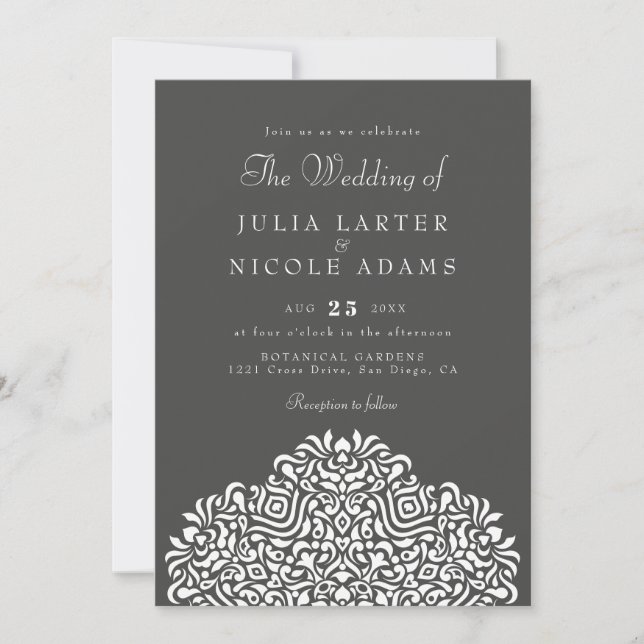Invitation Mariage Accent Ethnique Botanique Boho (Devant)