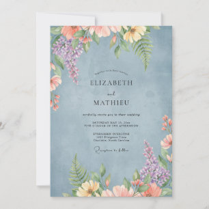 Invitation Mariage Acier Corail Wisteria