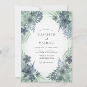 Invitation Mariage Acier Menthe Palmier Eucalyptus
