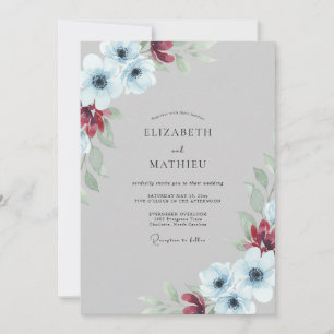 Invitation Mariage Acier Rouge Coquelicot