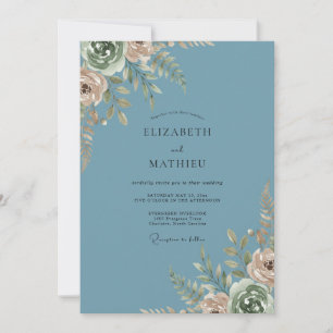 Invitation Mariage Acier Vintage Mauve Ranunculus Eucalyptus