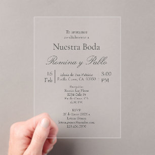 Invitation mariage acrylique minimaliste