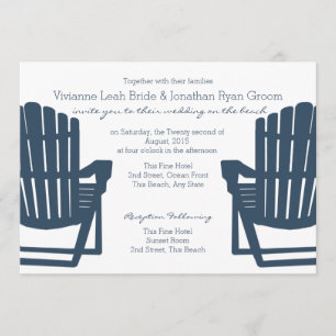 Invitation Mariage Adirondack Navy Blue Beach Chaises