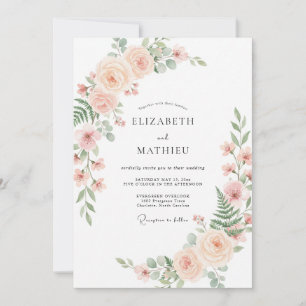 Invitation Mariage aérien romantique rose saumon