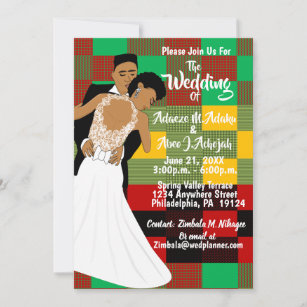 Invitation Mariage africain afro-américain marié et marié