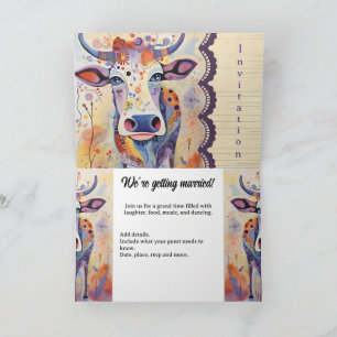 Invitation Mariage agricole Colorful Cow