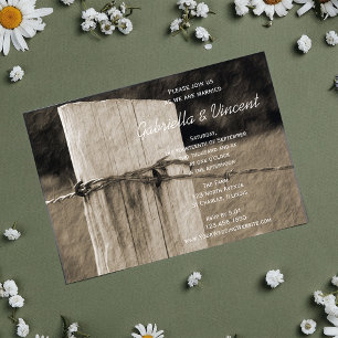 Invitation Mariage agricole rural de la clôture après le pays