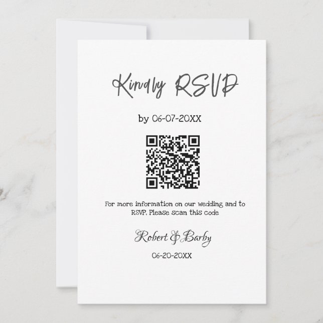 Invitation mariage aimable RSVP scan QR code simple moderne (Devant)