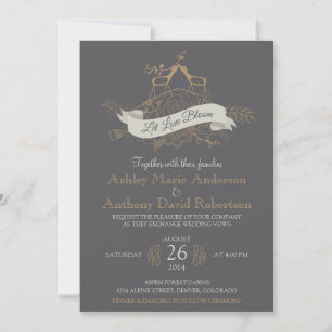 Invitation Mariage alpin de Deer Floral Mountain Woodsy