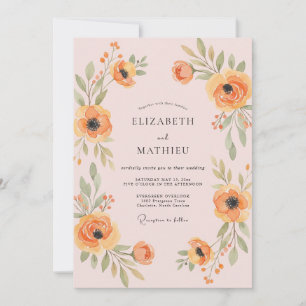 Invitation Mariage Ambre Abricot Coquelicot