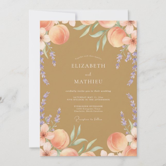 Invitation Mariage Ambre Violet Pêche Eucalyptus (Devant)