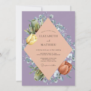 Invitation Mariage Améthyste Abricot Tulipe Eucalyptus