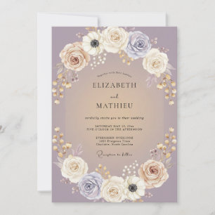 Invitation Mariage Améthyste Anémone Champagne