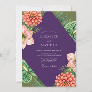 Invitation Mariage Améthyste Dahlia Tropical