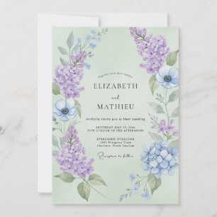 Invitation Mariage Améthyste Eucalyptus Lilas Pervenche