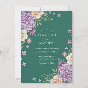 Invitation Mariage Améthyste Hydrangea Eucalyptus