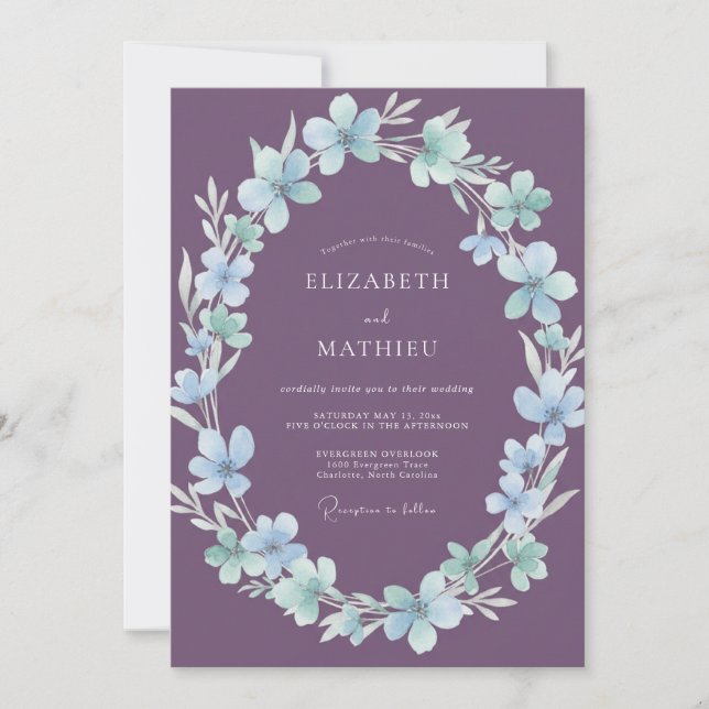 Invitation Mariage Améthyste Ice Blossom (Devant)