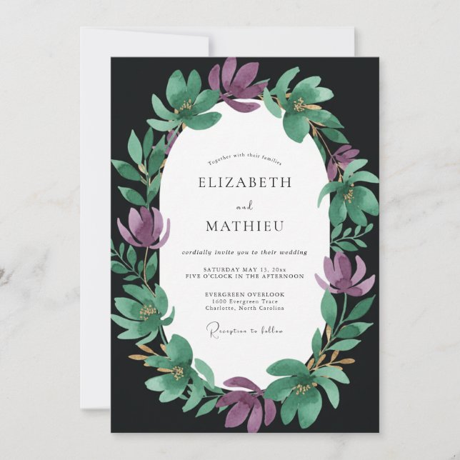 Invitation Mariage Améthyste Jade Magnolia (Devant)
