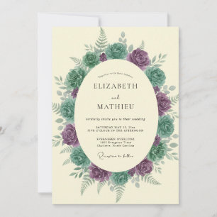 Invitation Mariage Améthyste Mousse de Mer Eucalyptus Succule