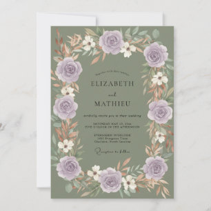Invitation Mariage Améthyste Olive Rose