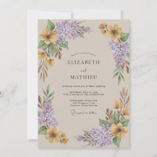 Invitation Mariage Améthyste Or Wisteria