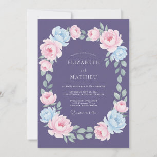 Invitation Mariage Améthyste Pérywinkle Lilas Eucalyptus