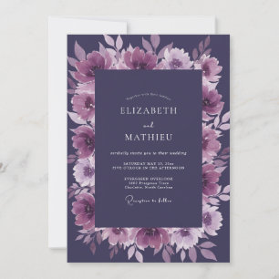 Invitation Mariage Améthyste Plume de Pivoine