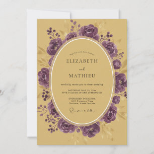 Invitation Mariage Améthyste Ranunculus Sage Or