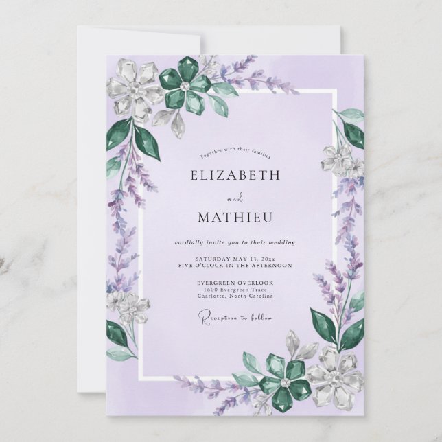 Invitation Mariage Améthyste Sage Wisteria (Devant)