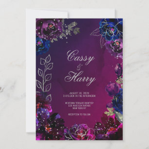 Invitation Mariage Améthyste Saphir Ombre Tons de Joaillerie