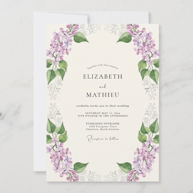 Invitation Mariage Améthyste Violet Sprig Eucalyptus (Devant)
