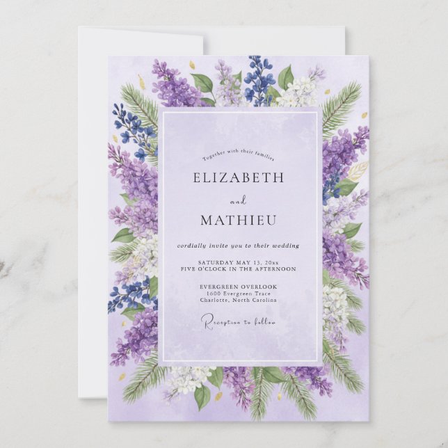 Invitation Mariage Améthyste Wisteria (Devant)