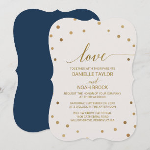 Invitation Mariage "Amour" à pois dorés