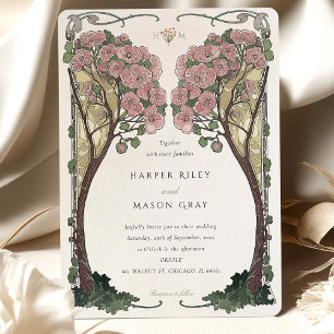 Invitation Mariage Amour Arbre Arche Florale Art Nouveau