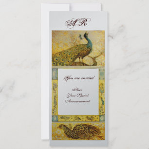 Invitation MARIAGE AMOUR PAONS MONOGRAMME marron argent jaune