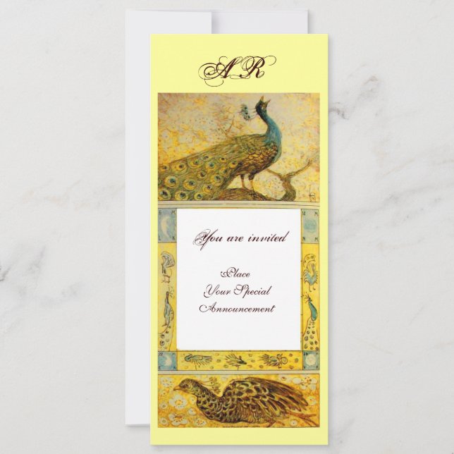 Invitation MARIAGE AMOUR PAONS MONOGRAMME, marron blanc jaune (Devant)