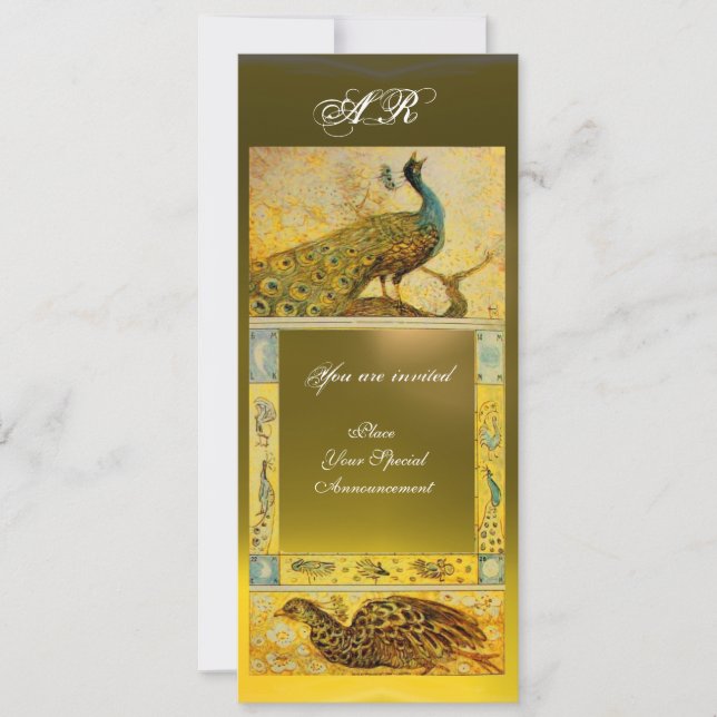 Invitation MARIAGE AMOUR PAONS MONOGRAMME ,marron vert jaune (Devant)