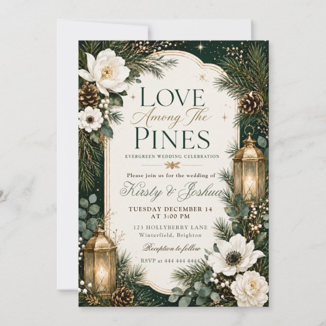 Invitation Mariage Amour Parmi les Pins (Devant)