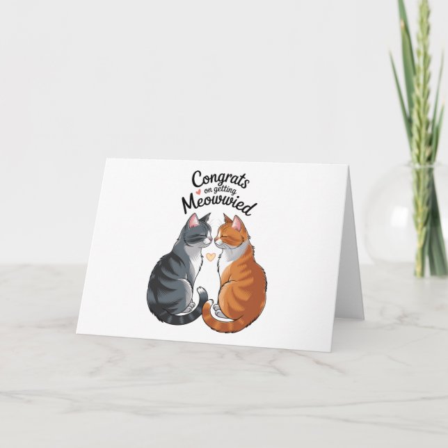 Invitation Mariage Amoureux des chats gentil Félicitations Fi (Devant)