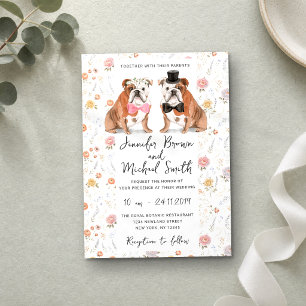 Invitation Mariage Amoureux des Chiens Bouledogues Anglais