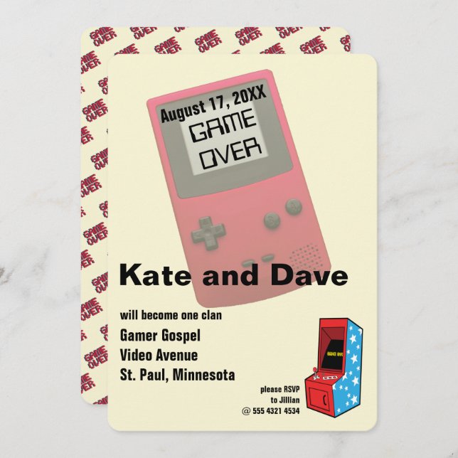 Invitation Mariage Amusant de Joueur de Vidéo Incroyable (Devant / Derrière)