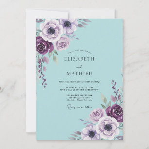 Invitation Mariage Anémone Aqua Abricot